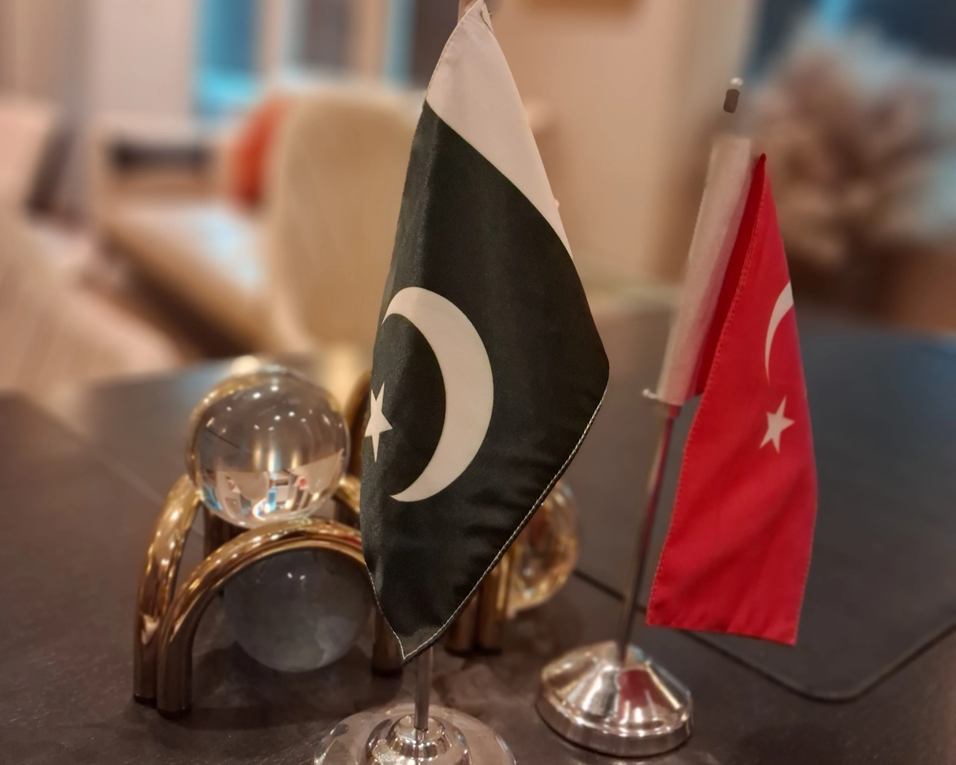 Pakistani flags inside the TNE office