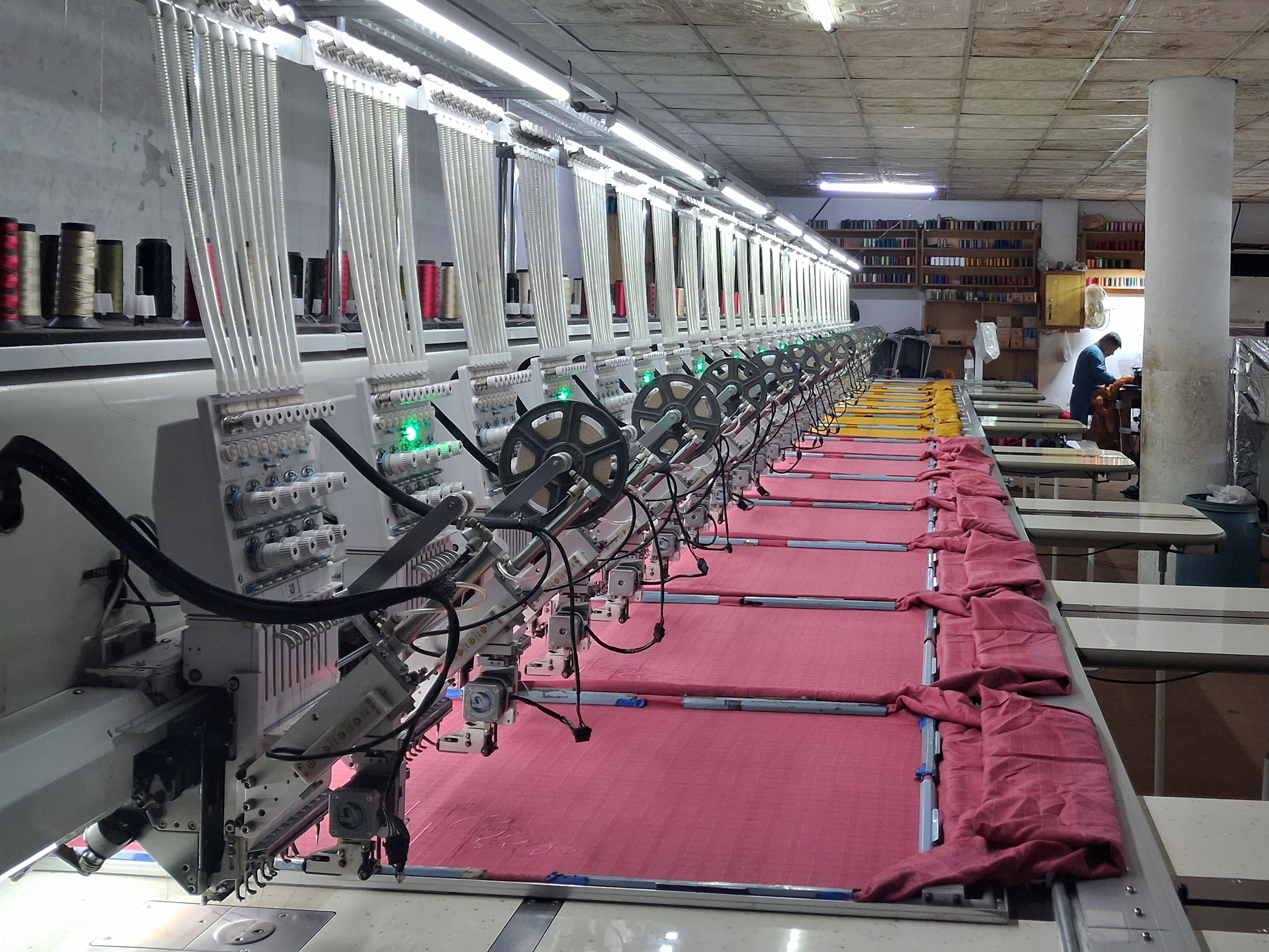 Multi-head embroidery machines at Raj Embroidery